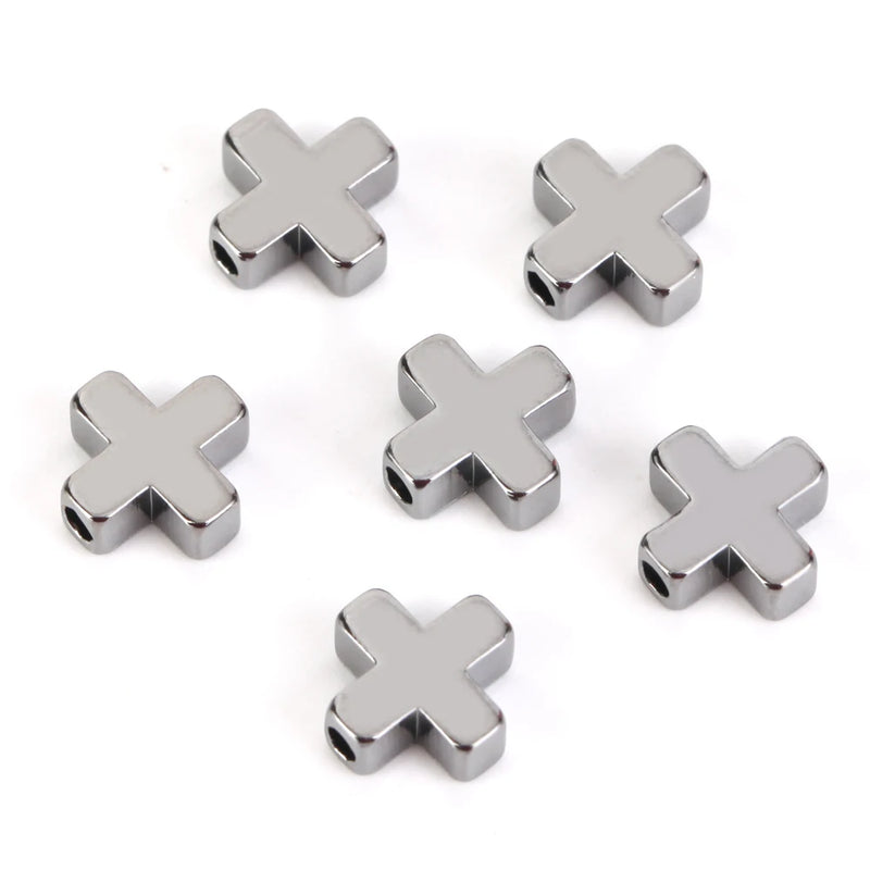 30pcs Copper Metal Silver Cross Spacer Beads for Jewelry Making