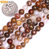 6mm 8mm AA Round Brown Aqua Nueva Agates Beads 15" Strand