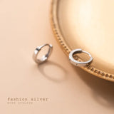 925 Sterling Silver Square Circle Hoop Huggie Earrings
