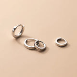 925 Sterling Silver Square Circle Hoop Huggie Earrings