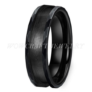 6mm 8mm Silver Hammered Tungsten Ring Blank Coves for Inlays Comfort Fit
