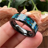 Tungsten Carbide Galaxy Opal Inlay Wedding Band