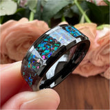 Tungsten Carbide Galaxy Opal Inlay Wedding Band