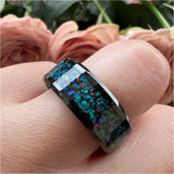 Tungsten Carbide Galaxy Opal Inlay Wedding Band