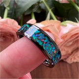 Tungsten Carbide Galaxy Opal Inlay Wedding Band