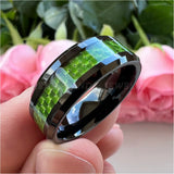 Tungsten Carbide Wedding Band 8mm Green Carbon Fiber Inlay