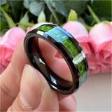 Tungsten Carbide Wedding Band 8mm Green Carbon Fiber Inlay