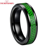 Tungsten Carbide Wedding Band 8mm Green Carbon Fiber Inlay