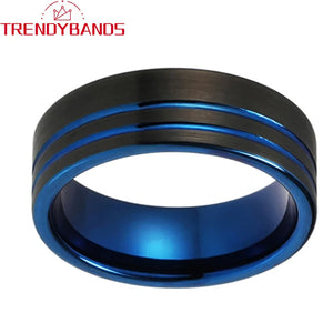 6mm 8mm Tungsten Wedding Rings Double Grooved Band