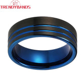 6mm 8mm Tungsten Wedding Rings Double Grooved Band