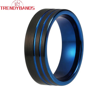 6mm 8mm Tungsten Wedding Rings Double Grooved Band