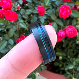 6mm 8mm Tungsten Wedding Rings Double Grooved Band