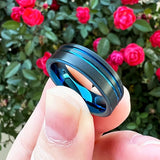 6mm 8mm Tungsten Wedding Rings Double Grooved Band