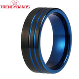 6mm 8mm Tungsten Wedding Rings Double Grooved Band