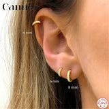 6mm/8mm Circle Zircon CZ Hoop Earrings 925 Sterling Silver