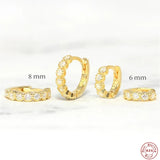 6mm/8mm Circle Zircon CZ Hoop Earrings 925 Sterling Silver