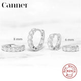 6mm/8mm Circle Zircon CZ Hoop Earrings 925 Sterling Silver