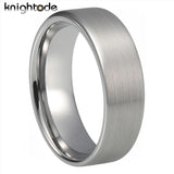 Classic Silvery Tungsten Carbide Wedding Band Flat Brushed Comfort Fit