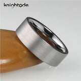 Classic Silvery Tungsten Carbide Wedding Band Flat Brushed Comfort Fit