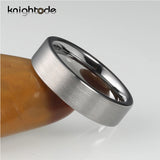 Classic Silvery Tungsten Carbide Wedding Band Flat Brushed Comfort Fit