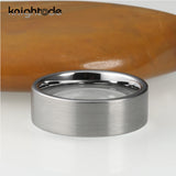 Classic Silvery Tungsten Carbide Wedding Band Flat Brushed Comfort Fit