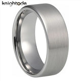 Classic Silvery Tungsten Carbide Wedding Band Flat Brushed Comfort Fit