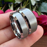 6mm 8mm Tungsten Couple Ring Flat Beveled Satin Finish