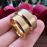 6mm 8mm Tungsten Couple Ring Flat Beveled Satin Finish