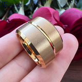 6mm 8mm Tungsten Couple Ring Flat Beveled Satin Finish