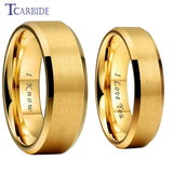 6mm 8mm Tungsten Couple Ring Flat Beveled Satin Finish