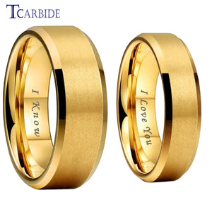 6mm 8mm Tungsten Couple Ring Flat Beveled Satin Finish