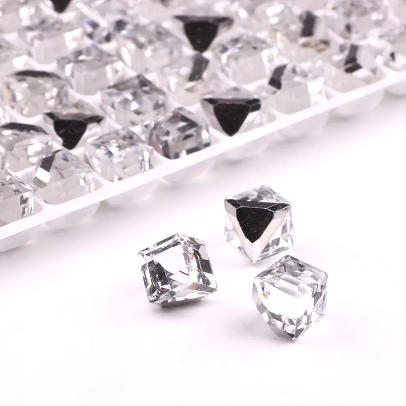 6mm 8mm Crystal Glass Square Cut Beads No Hole Flatback
