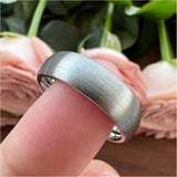 6mm 8mm Tungsten Carbide Ring Brushed Finish Wedding Band
