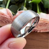 6mm 8mm Tungsten Carbide Ring Brushed Finish Wedding Band