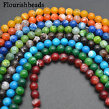 6mm 8mm Fire Agate Smooth Stone Round Loose Beads DIY Jewelry Making