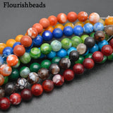 6mm 8mm Fire Agate Smooth Stone Round Loose Beads DIY Jewelry Making