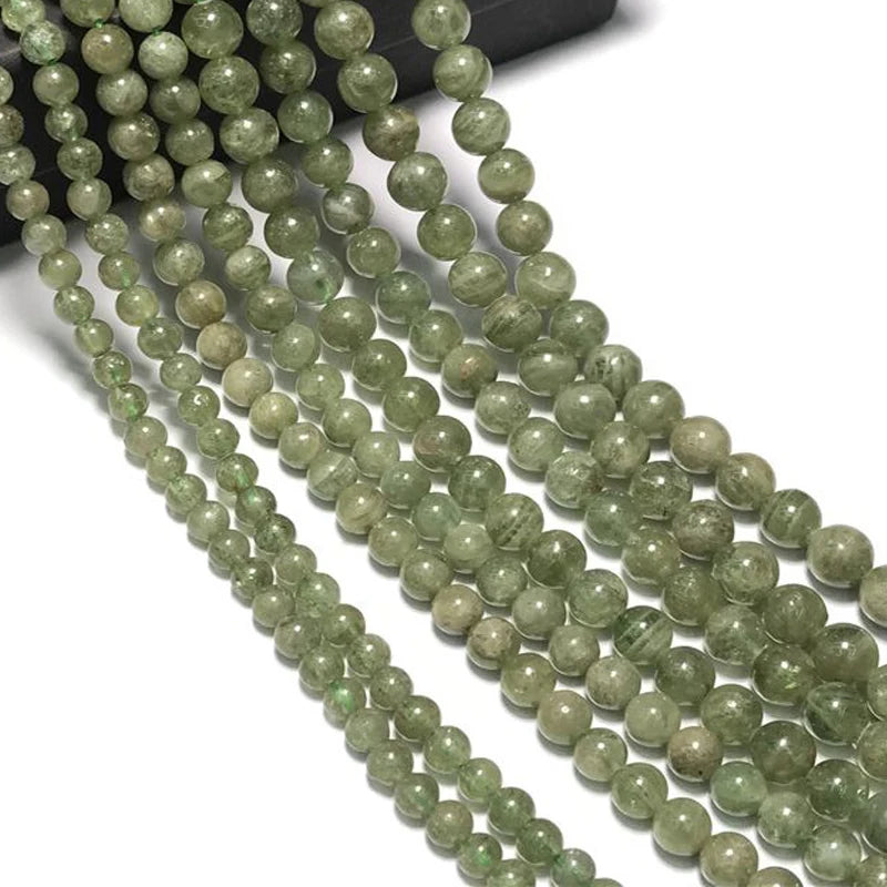 6-8mm Brazil Green Apatite Stone Beads Round Loose Garnet Beads 15''