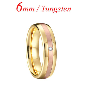 6mm 8mm Tungsten Carbide Wedding Band Set Rose Love Alliances Rings