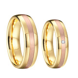 6mm 8mm Tungsten Carbide Wedding Band Set Rose Love Alliances Rings