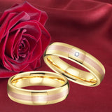 6mm 8mm Tungsten Carbide Wedding Band Set Rose Love Alliances Rings