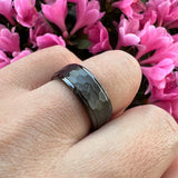 6mm 8mm Tungsten Wedding Rings Hammered Brushed Comfort Fit