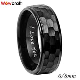 6mm 8mm Tungsten Wedding Rings Hammered Brushed Comfort Fit