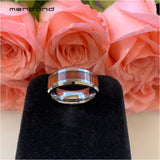 6mm 8mm Tungsten Rings Wood Wedding Band Rosewood Inlay Bevel Edges