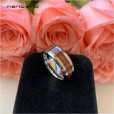 6mm 8mm Tungsten Rings Wood Wedding Band Rosewood Inlay Bevel Edges