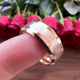 6mm 8mm Tungsten Wedding Band Ring Beveled Polished Brushed Comfort Fit