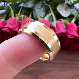 6mm 8mm Tungsten Wedding Band Ring Beveled Polished Brushed Comfort Fit