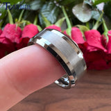 6mm 8mm Tungsten Wedding Band Ring Beveled Polished Brushed Comfort Fit