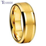6mm 8mm Tungsten Wedding Band Ring Beveled Polished Brushed Comfort Fit