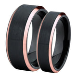 Brushed Tungsten Carbide Wedding Band Ring Rose Golden Engraved Personalized