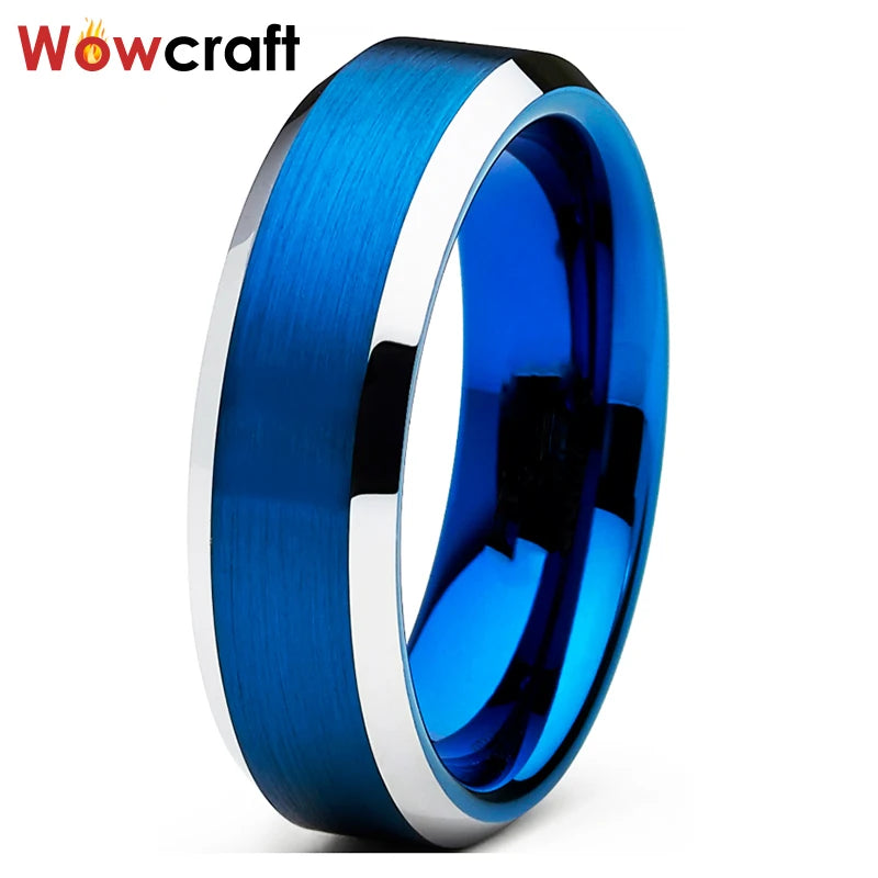 6mm 8mm Tungsten Carbide Rings Wedding Band Brushed Finish